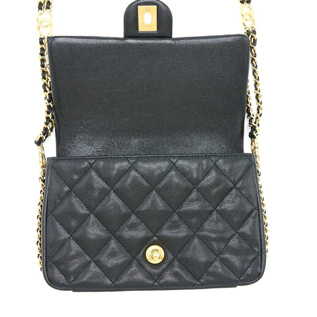 Chanel 23c Mini Flap Bag Chain Grained Calfskin Black — view 3