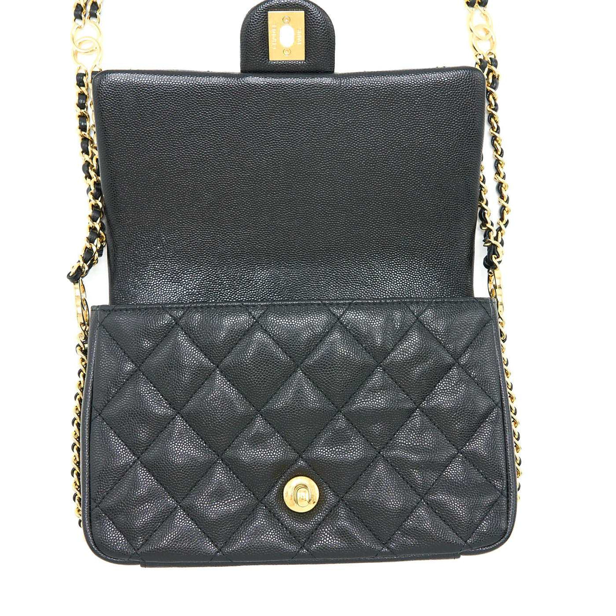 Chanel 23c Mini Flap Bag Chain Grained Calfskin Black — view 3