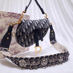 Dior Mini Saddle Bag Blue Oblique Jacquard — view 2