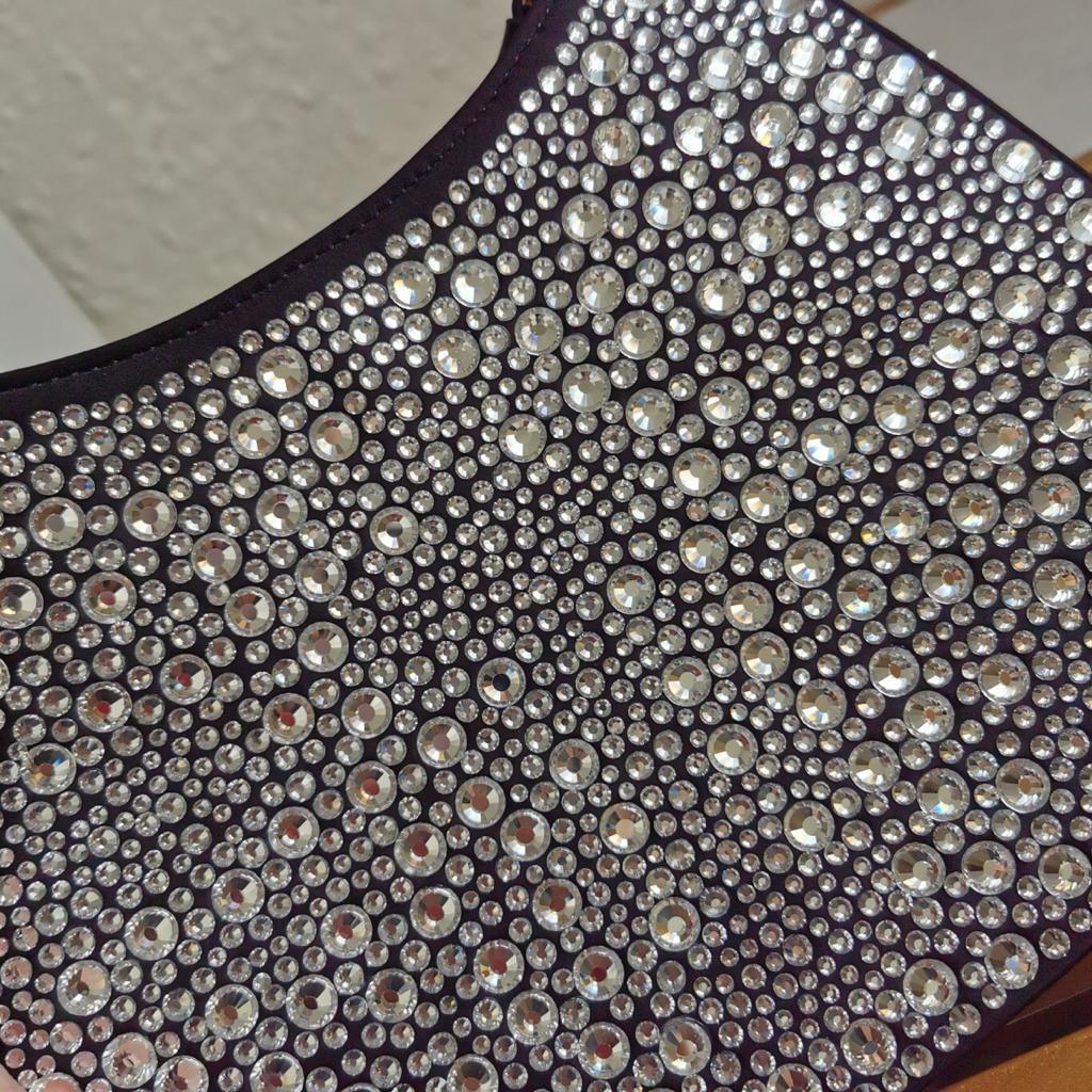 Prada Cleo Satin Bag with Crystals — view 3