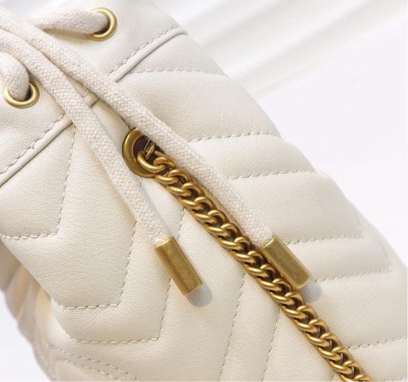Gucci GG Marmont Mini Bucket Bag White Leather — view 3