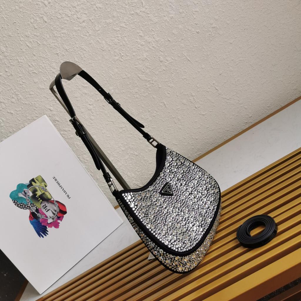 Prada Cleo Satin Bag with Crystals — view 7