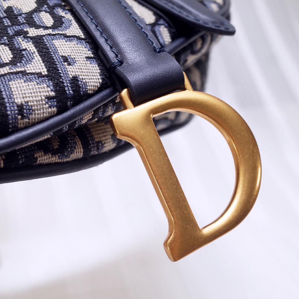 Dior Mini Saddle Bag Blue Oblique Jacquard — view 6