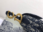 Dior Medium Saddle Bag with Strap Blue Oblique — view 10