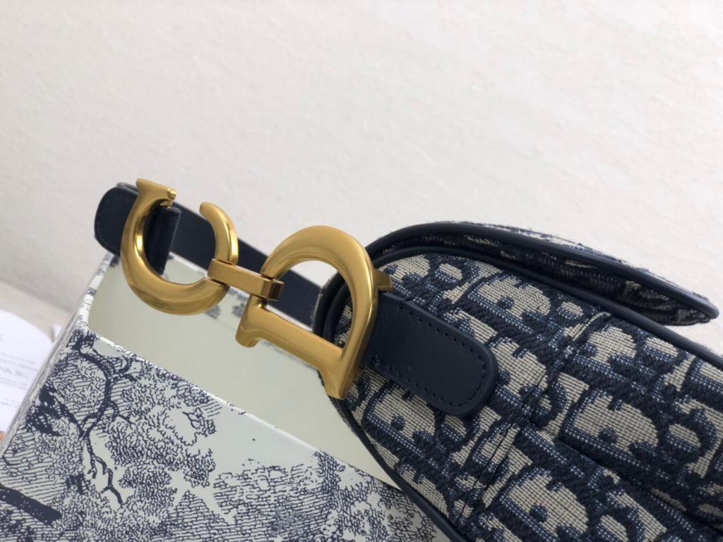 Dior Medium Saddle Bag with Strap Blue Oblique — view 10