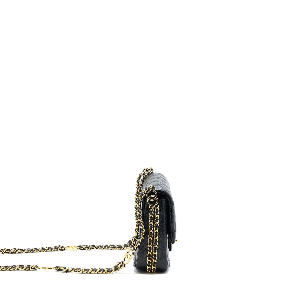 Chanel 23c Mini Flap Bag Chain Grained Calfskin Black — view 11