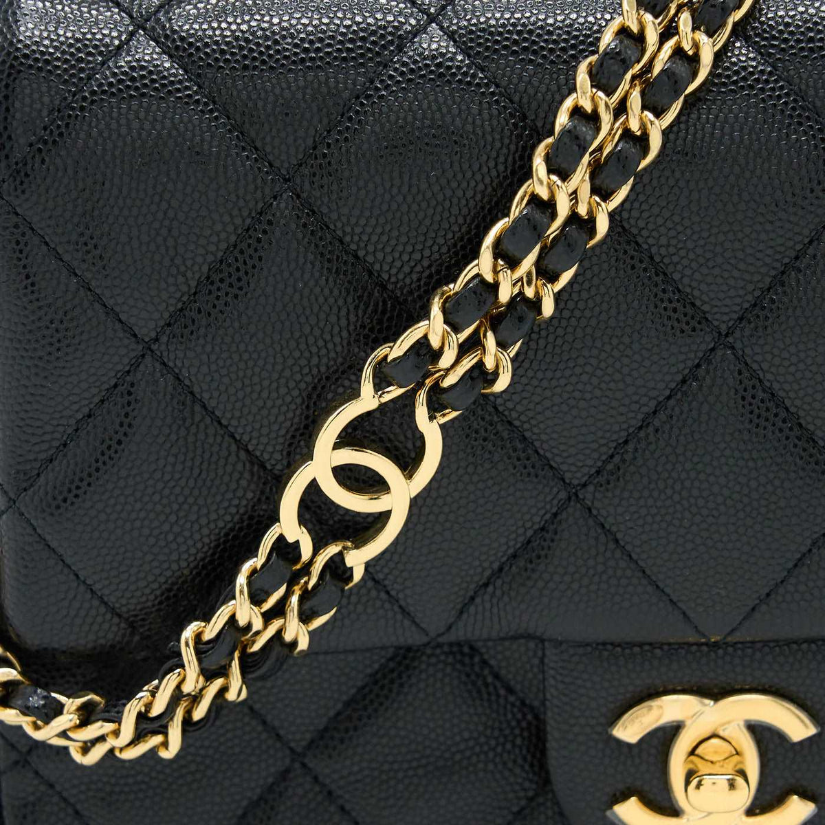 Chanel 23c Mini Flap Bag Chain Grained Calfskin Black — view 7