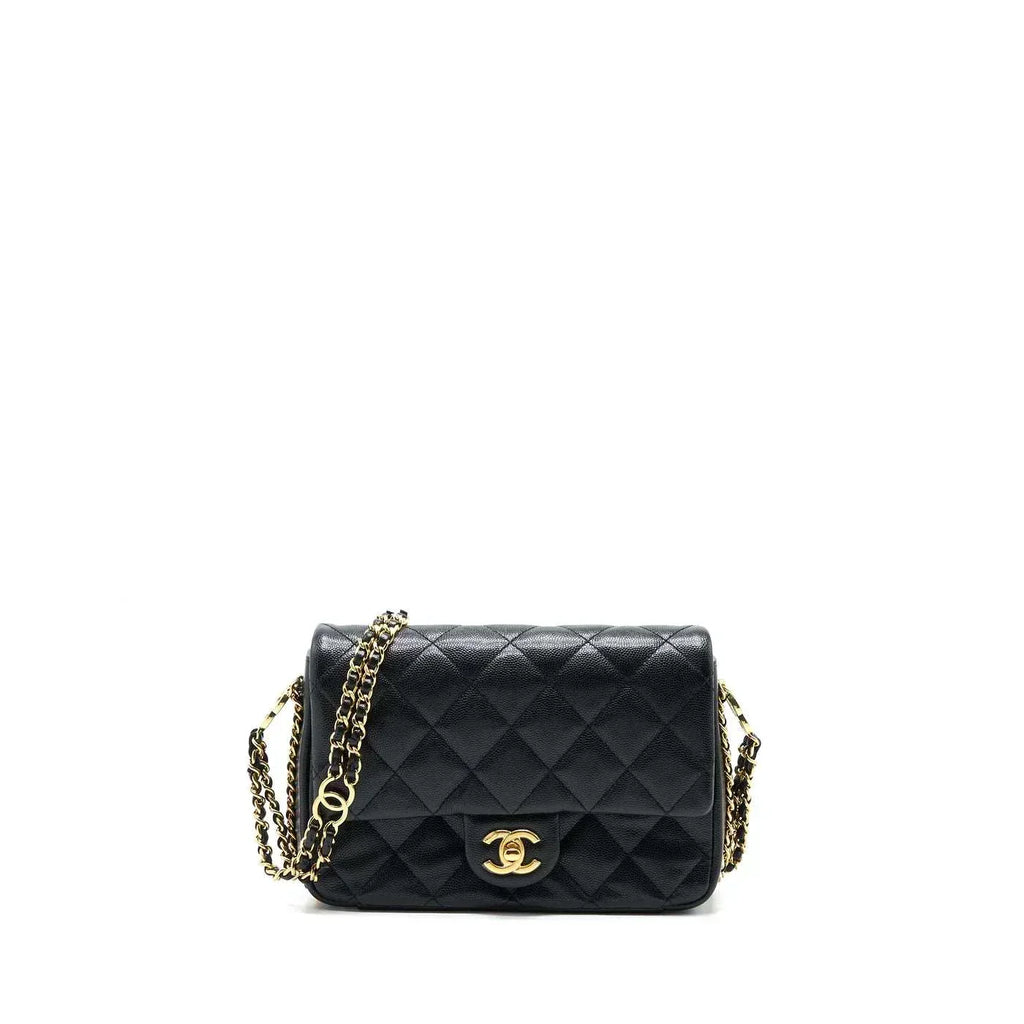 Chanel 23c Mini Flap Bag Chain Grained Calfskin Black — view 9