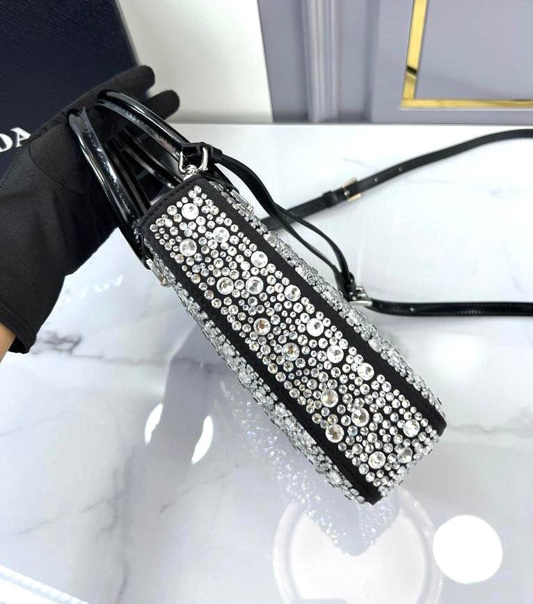 Prada Satin Tote Bag with Crystals — view 4