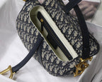 Dior Medium Saddle Bag with Strap Blue Oblique — view 6