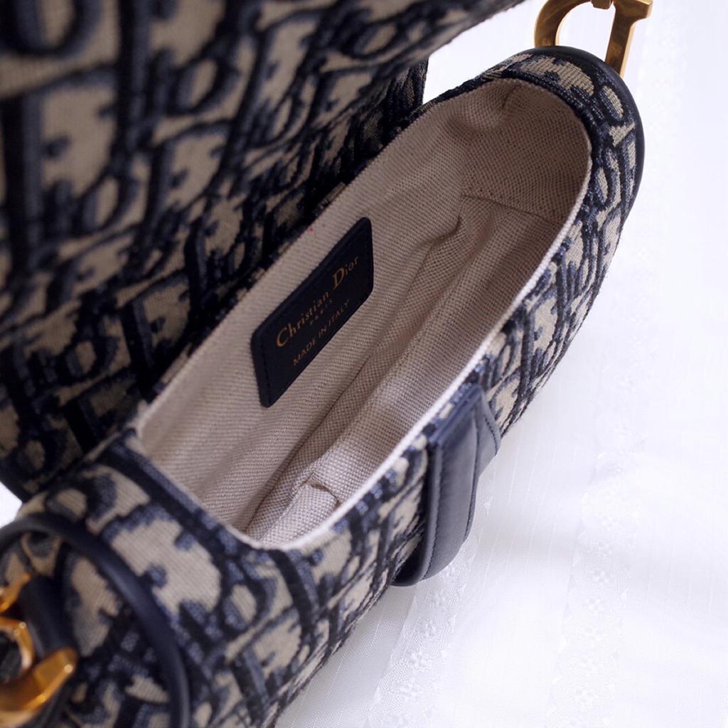 Dior Mini Saddle Bag Blue Oblique Jacquard — view 7