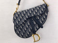 Dior Medium Saddle Bag with Strap Blue Oblique — view 1