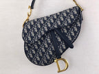 Dior Medium Saddle Bag with Strap Blue Oblique — view 1