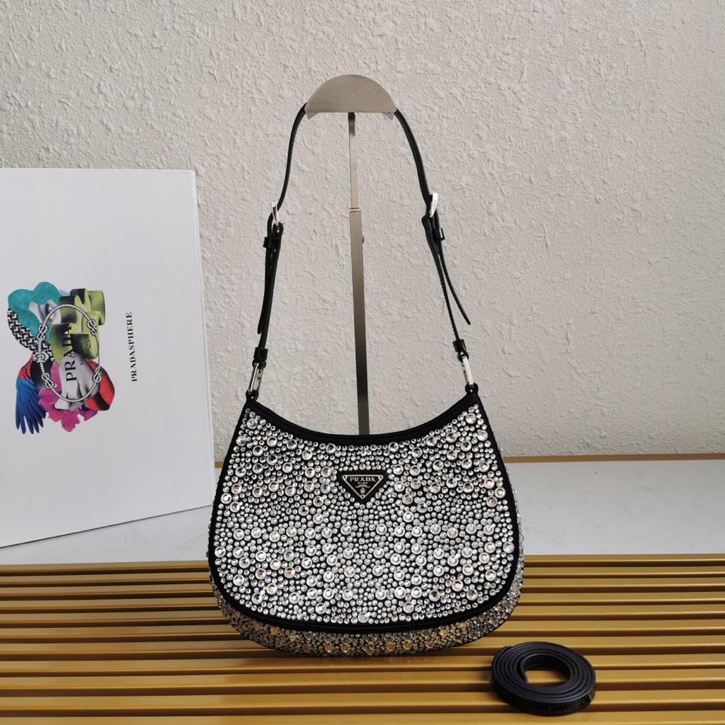 Prada Cleo Satin Bag with Crystals — view 9