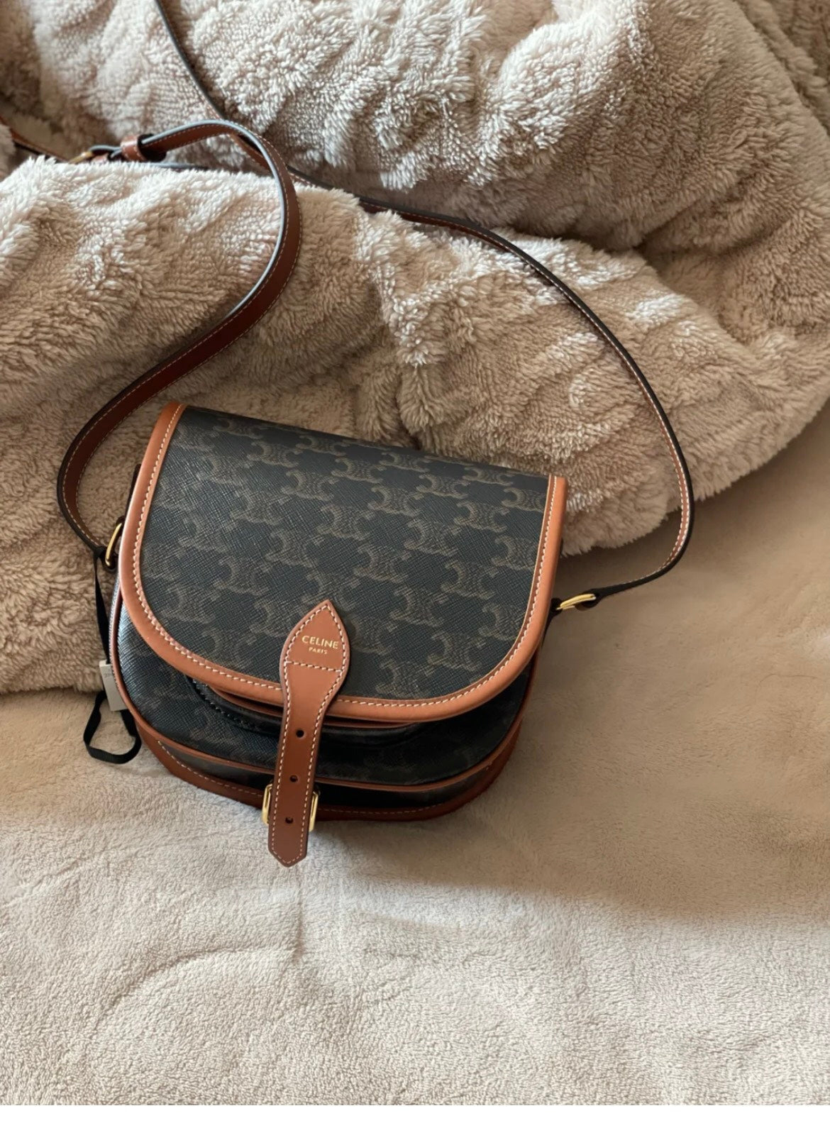 Celine Mini Triomphe Coated Canvas Besace Crossbody Bag — view 1