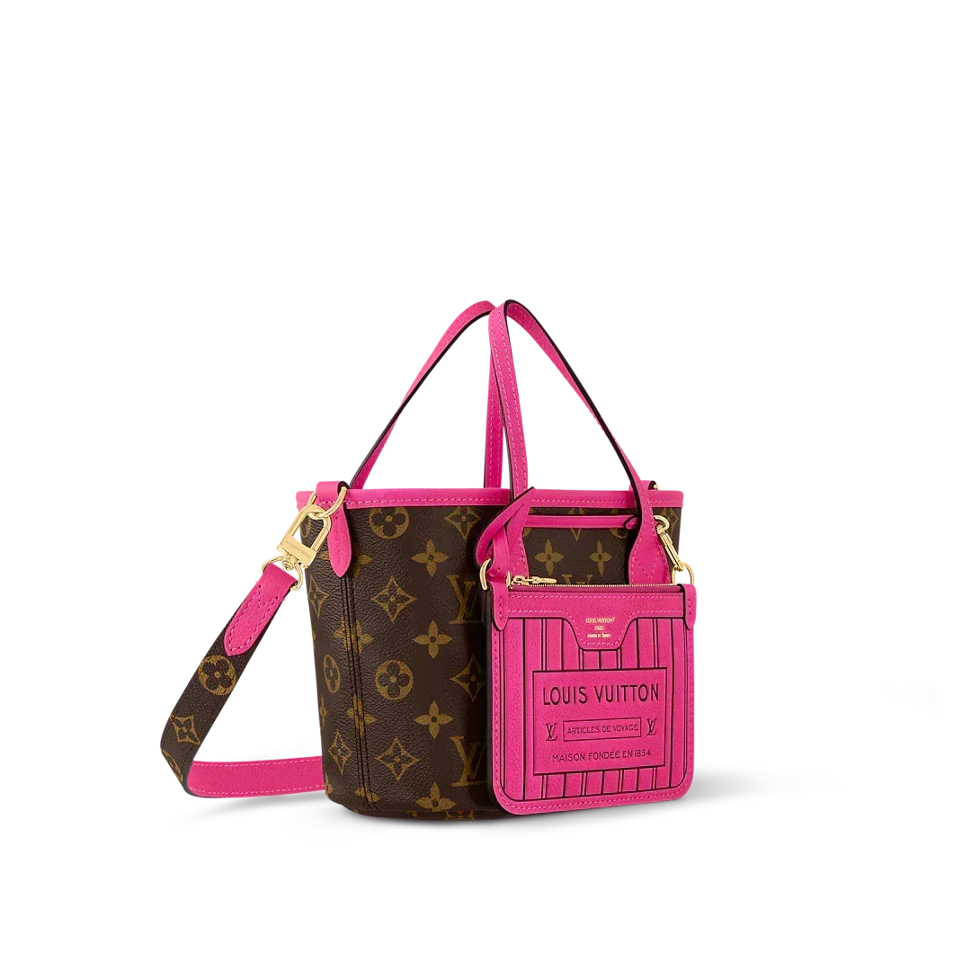 Louis Vuitton Neverfull Bandoulière Inside Out BB Tote Bag - Rose Pondichery / Monogram — view 1