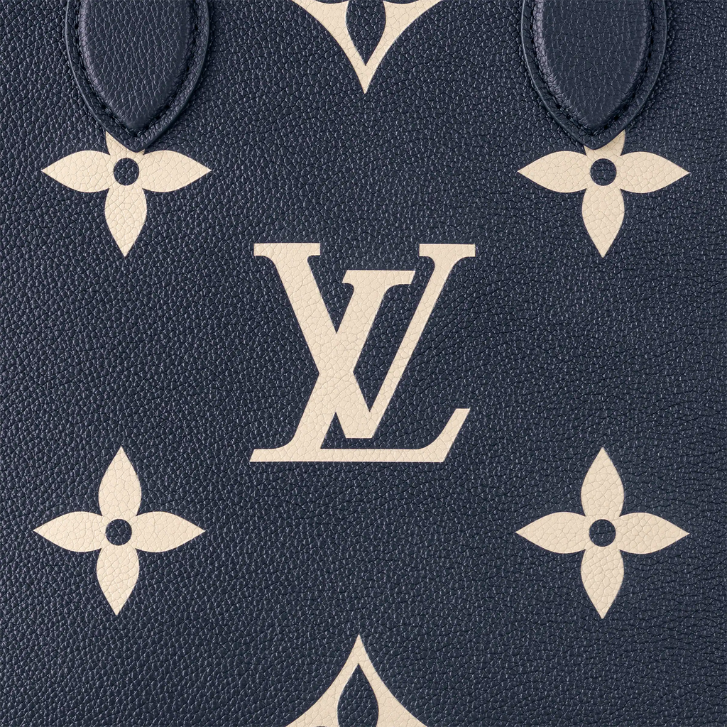 LV OnTheGo MM Navy Blue Cream Tote Bag - Navy Blue / Cream — view 5