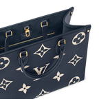 LV OnTheGo MM Navy Blue Cream Tote Bag - Navy Blue / Cream — view 3