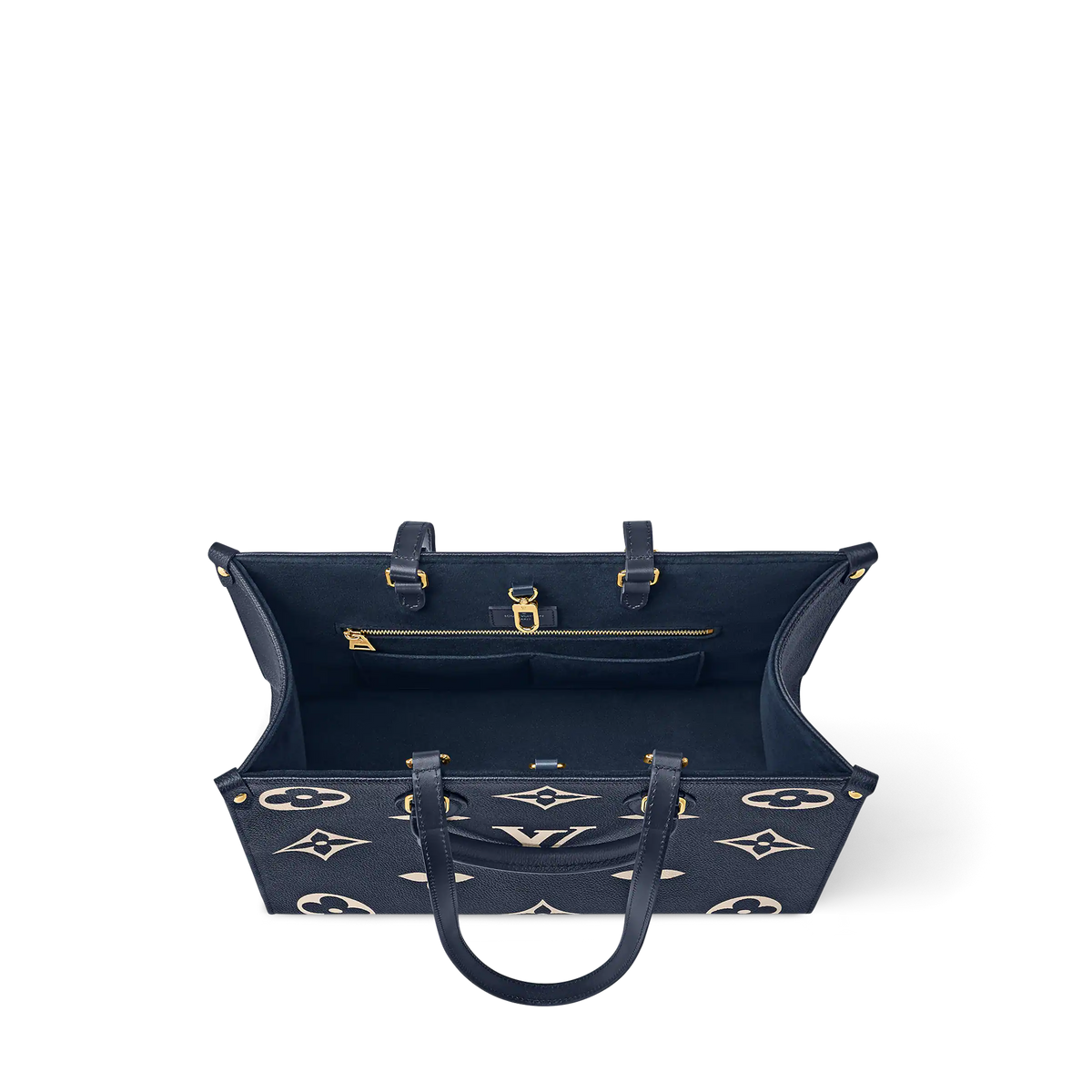 LV OnTheGo MM Navy Blue Cream Tote Bag - Navy Blue / Cream — view 4