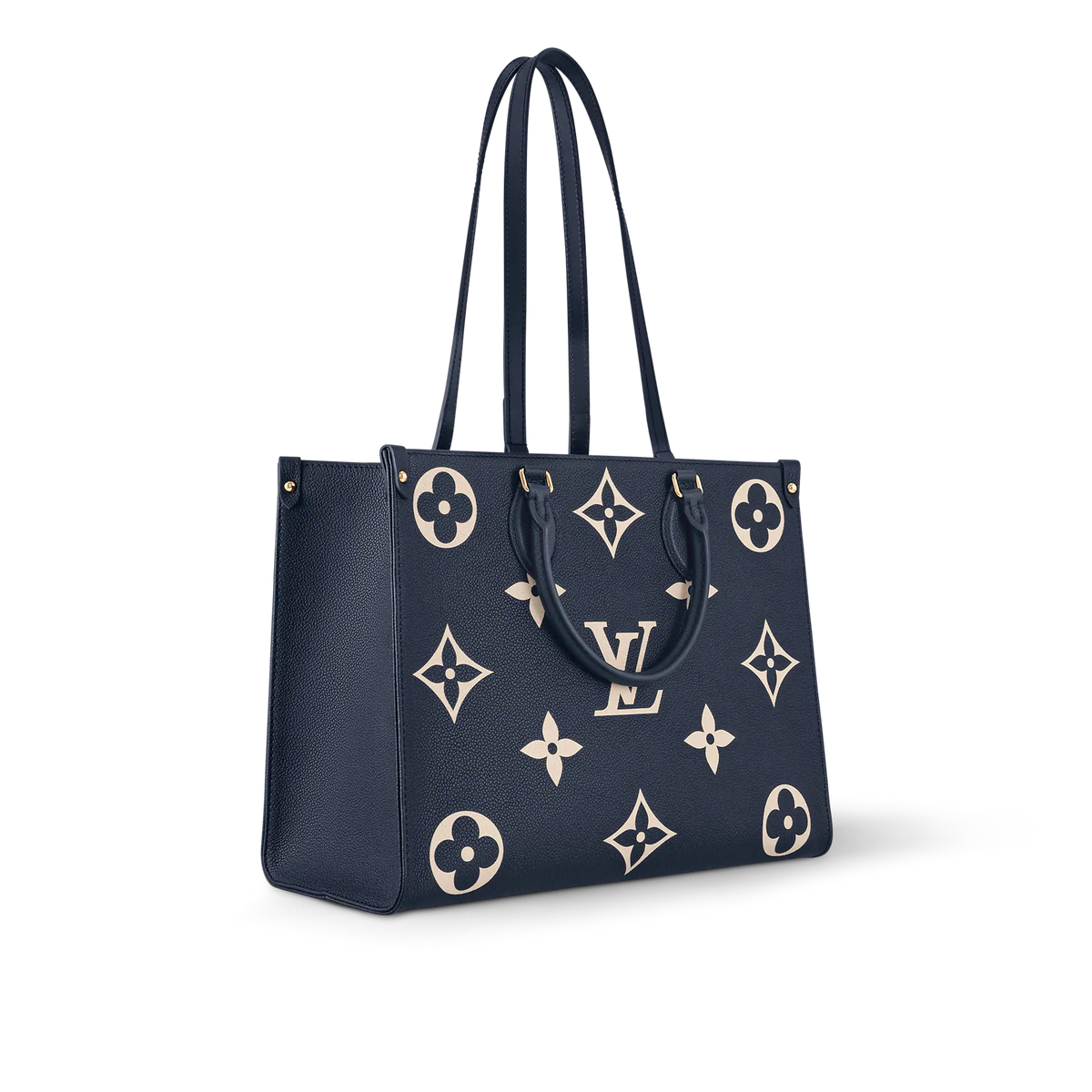 LV OnTheGo MM Navy Blue Cream Tote Bag - Navy Blue / Cream — view 2