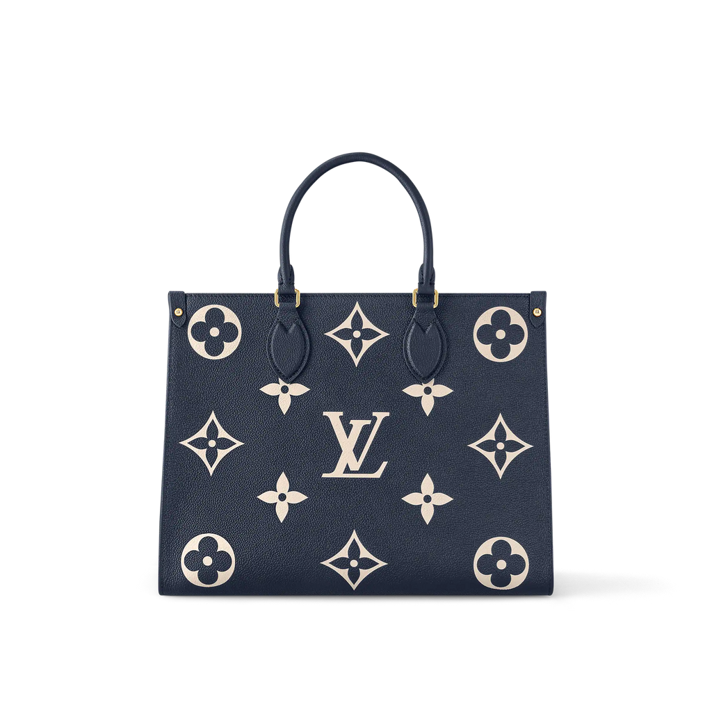 LV OnTheGo MM Navy Blue Cream Tote Bag - Navy Blue / Cream — view 1