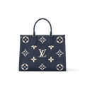 LV OnTheGo MM Navy Blue Cream Tote Bag - Navy Blue / Cream — view 1