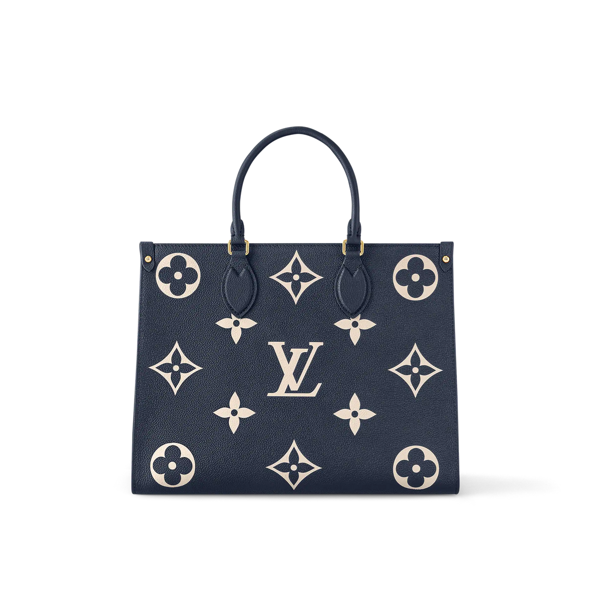 LV OnTheGo MM Navy Blue Cream Tote Bag - Navy Blue / Cream — view 1