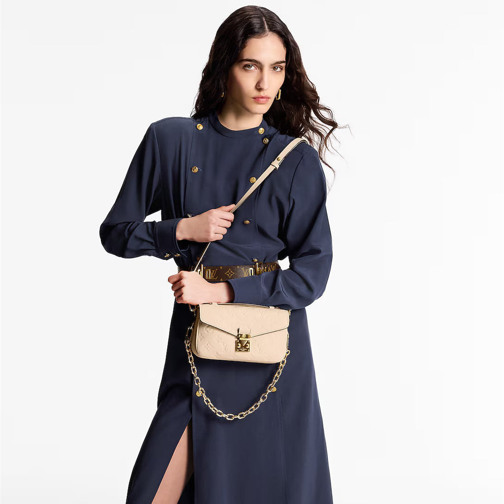LV Pochette Métis East West Monogram Canvas Handle Crossbody Bag with Chain Strap and Leather Trim — view 7