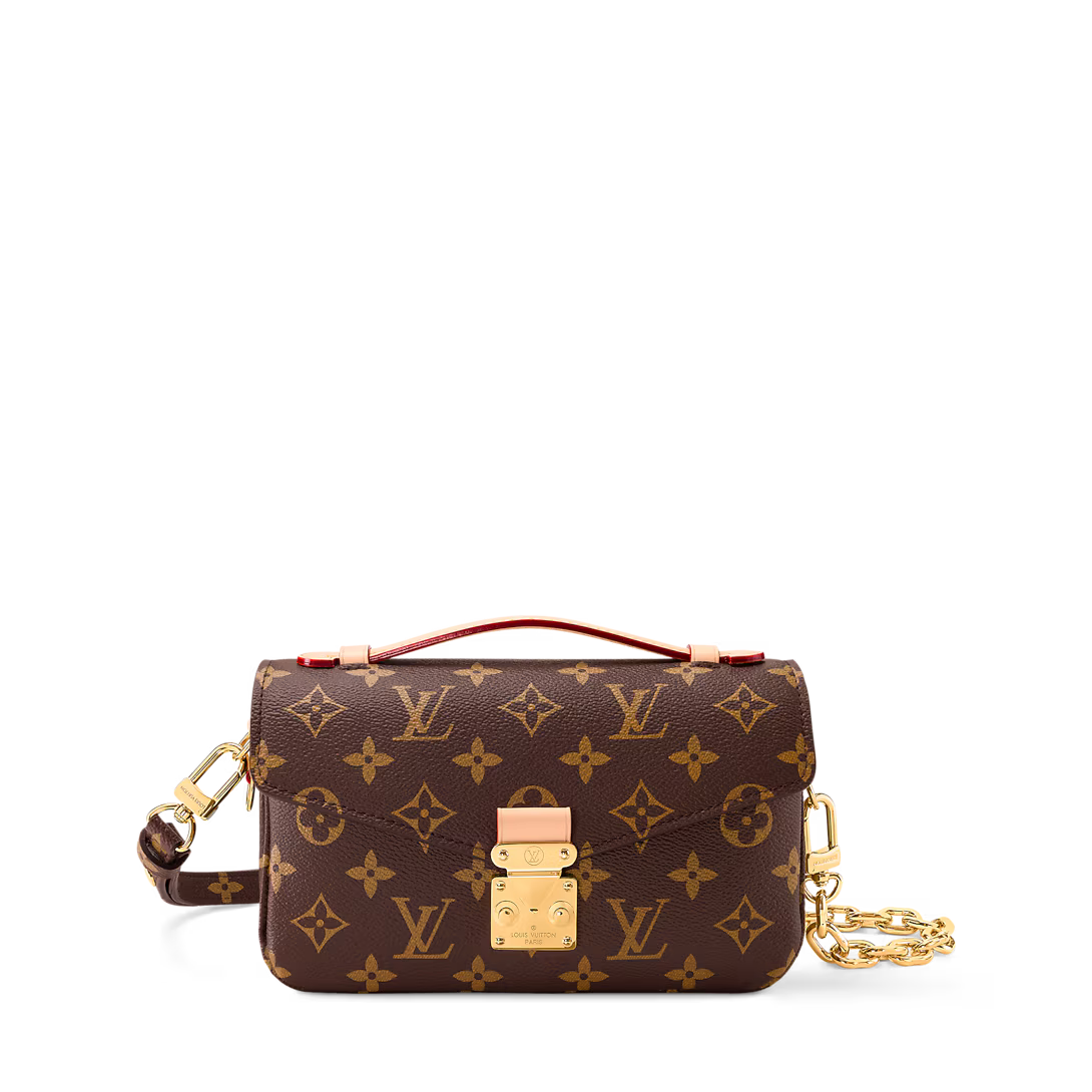 LV Pochette Métis East West Monogram Canvas Handle Crossbody Bag with Chain Strap and Leather Trim — view 1