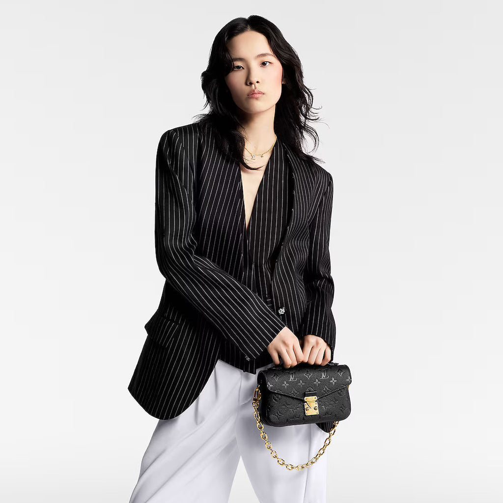 LV Pochette Métis East West Monogram Canvas Handle Crossbody Bag with Chain Strap and Leather Trim — view 15