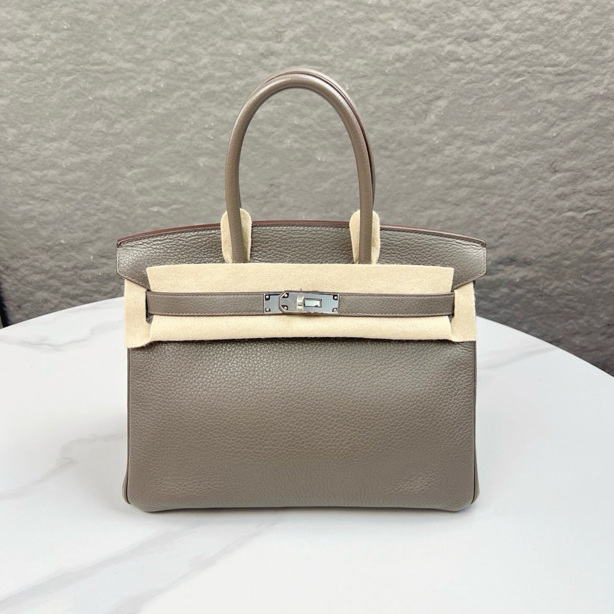 Hermes Birkin 30 Togo Leather Handbag - 8F Etain — view 1