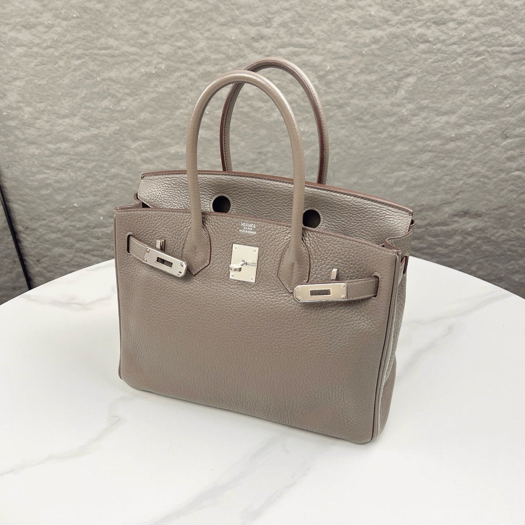 Hermes Birkin 30 Togo Leather Handbag - 8F Etain — view 5
