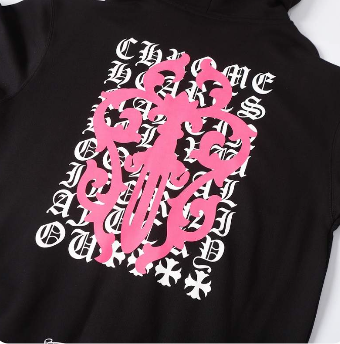 Chrome Hearts Floral Logo Zip Up Hoodie (Pink)