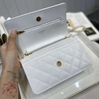 Chanel Caviar Wallet On Chain WOC White — view 7