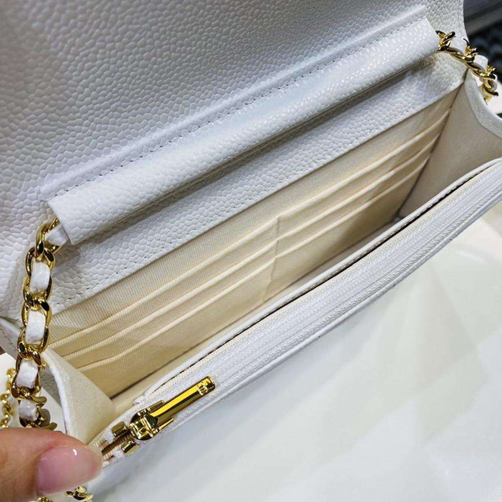 Chanel Caviar Wallet On Chain WOC White — view 8