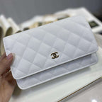 Chanel Caviar Wallet On Chain WOC White — view 2