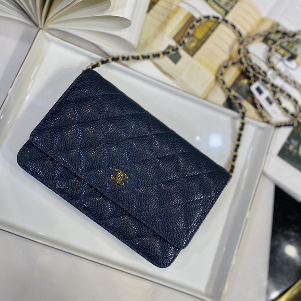 Chanel WOC Iridescent Blue Caviar — view 5