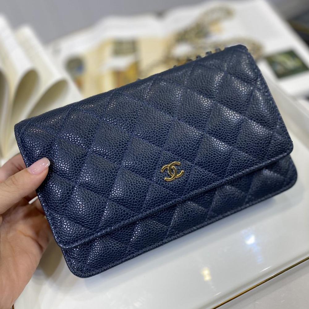 Chanel WOC Iridescent Blue Caviar — view 7